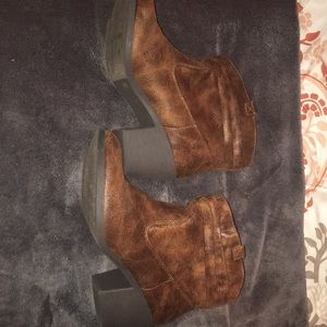 Brown leather booties